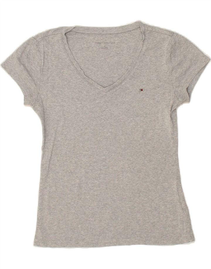 TOMMY HILFIGER Womens T-Shirt Top UK 12 Medium Grey Cotton Vintage Tommy Hilfiger and Second-Hand Tommy Hilfiger from Messina Hembry 