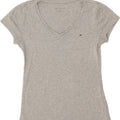 TOMMY HILFIGER Womens T-Shirt Top UK 12 Medium Grey Cotton Vintage Tommy Hilfiger and Second-Hand Tommy Hilfiger from Messina Hembry 
