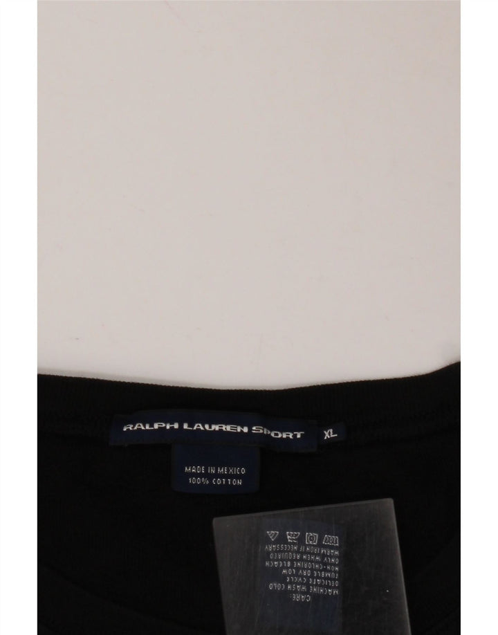 RALPH LAUREN Dame Crop T-Shirt Top UK 18 XL Sort Bomuld