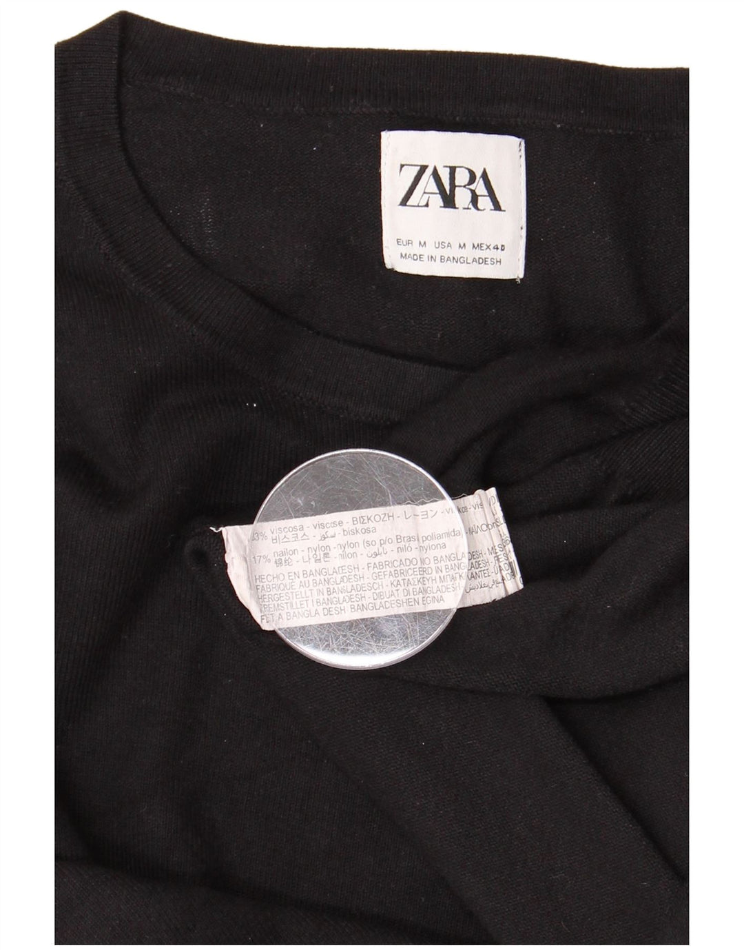ZARA sweater med rund hals til mænd Medium sort viskose