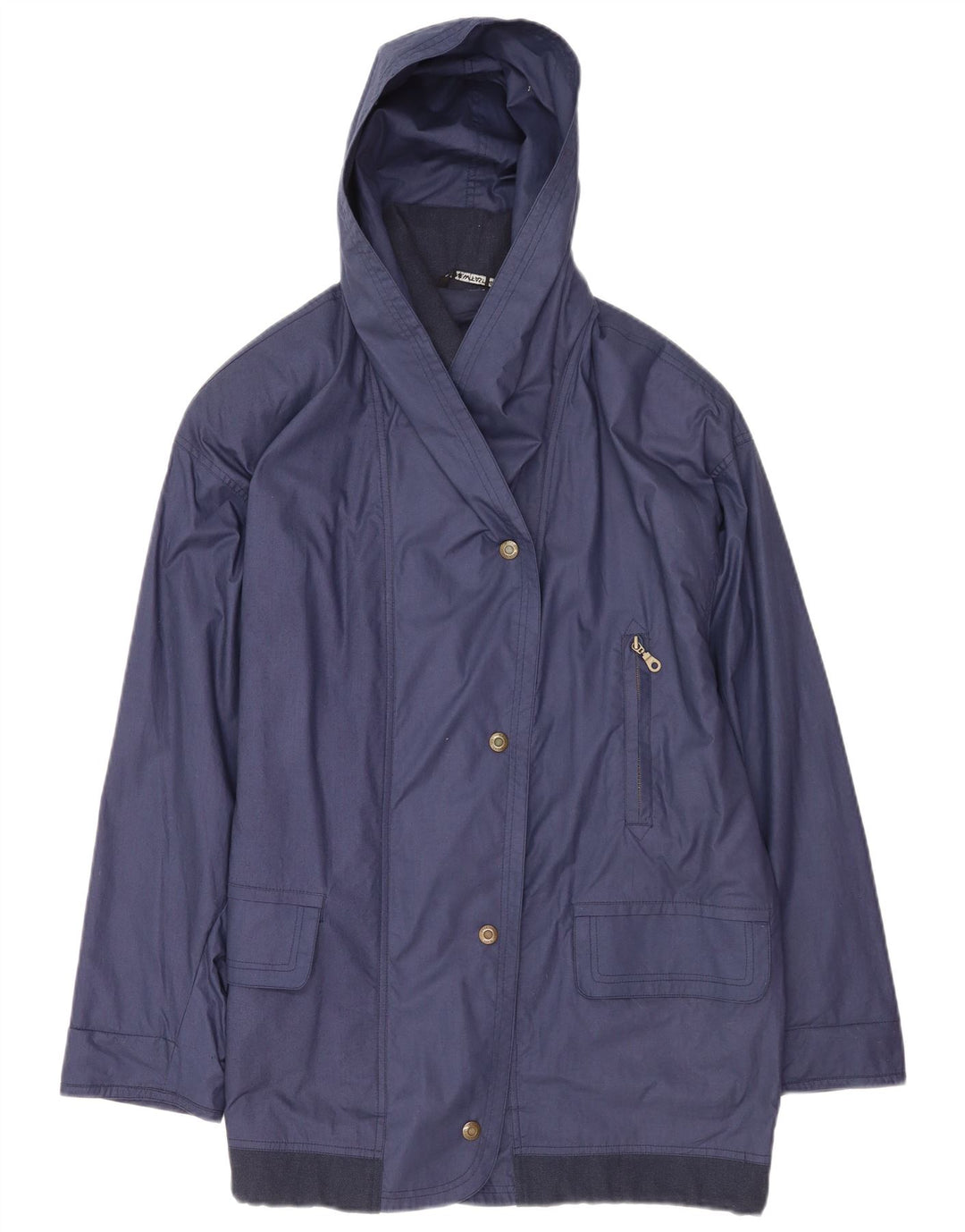 Ny Hurtig Dame Hætte Oversized Overfrakke EU 42 Large Navy Blue Bomuld