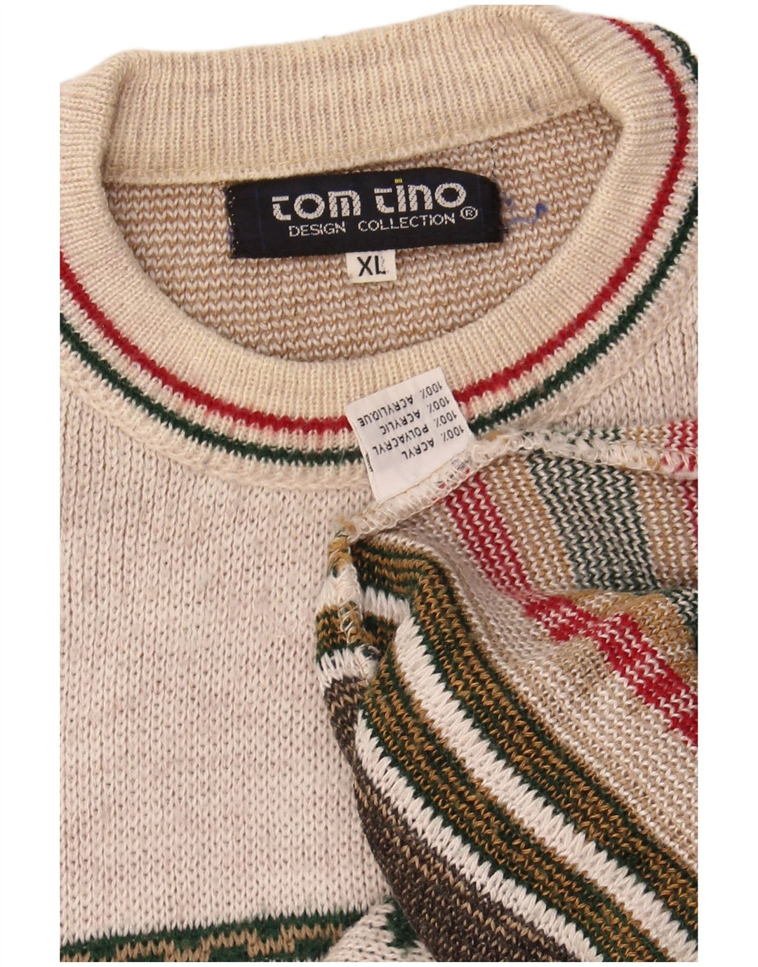 TOM TINO Mens Crew Neck Jumper Sweater XL Multicoloured Fair Isle