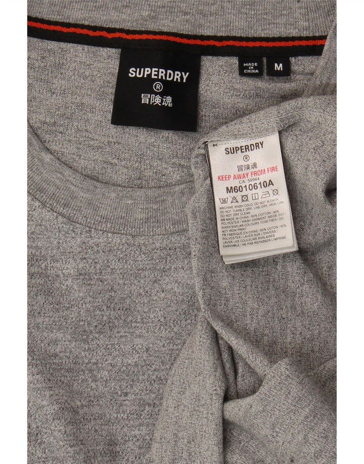 SUPERDRY Herre grafisk top Langærmet mellemgrå flækket bomuld