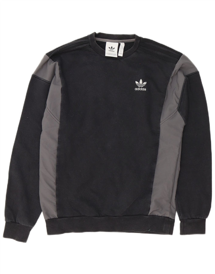 Adidas Herre Sweatshirt Jumper Small Black Colourblock Bomuld
