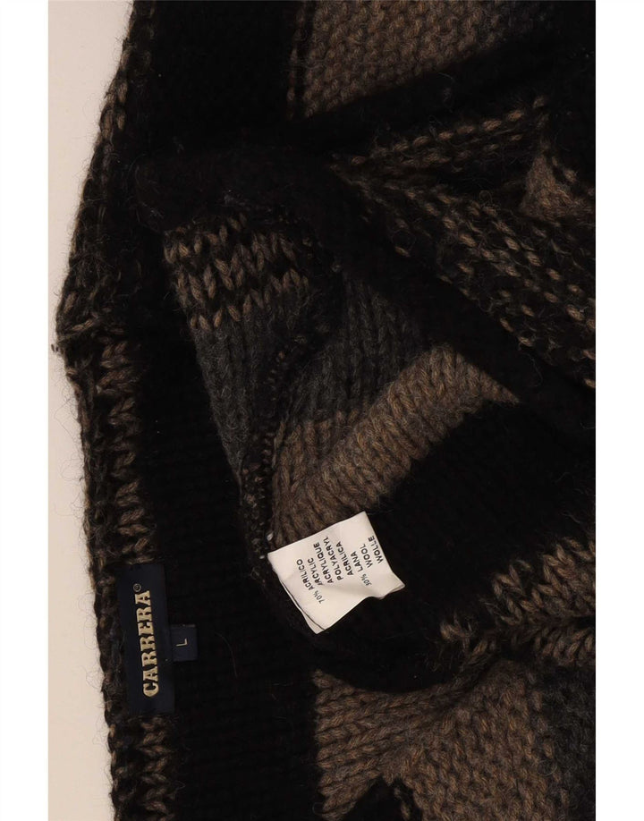 Carrera herre v-hals sweater stor flerfarvet stribet akryl