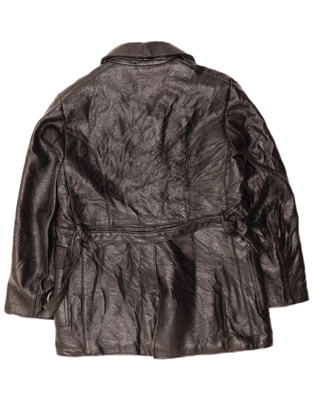 VINTAGE Sherpa Læderjakke til mænd UK 38 Medium Sort