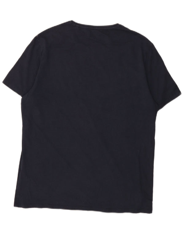 Guess Herre Slim Fit Grafisk T-Shirt Top XL Marineblå Bomuld