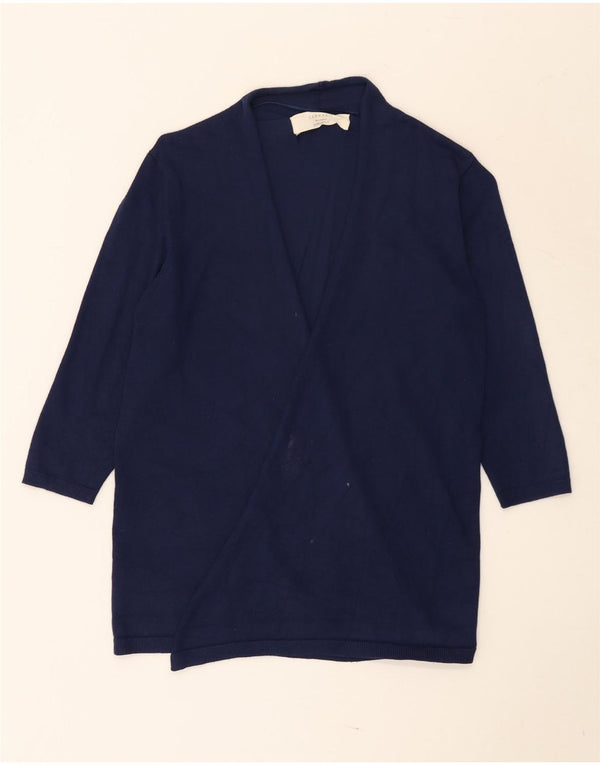 Zara Dame 3/4 ærmet åben cardigan sweater UK 12 Medium Navy Blue