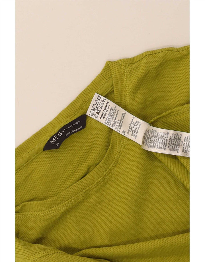 Marks & Spencer Dame Top Langærmet UK 14 Medium Grøn Bomuld