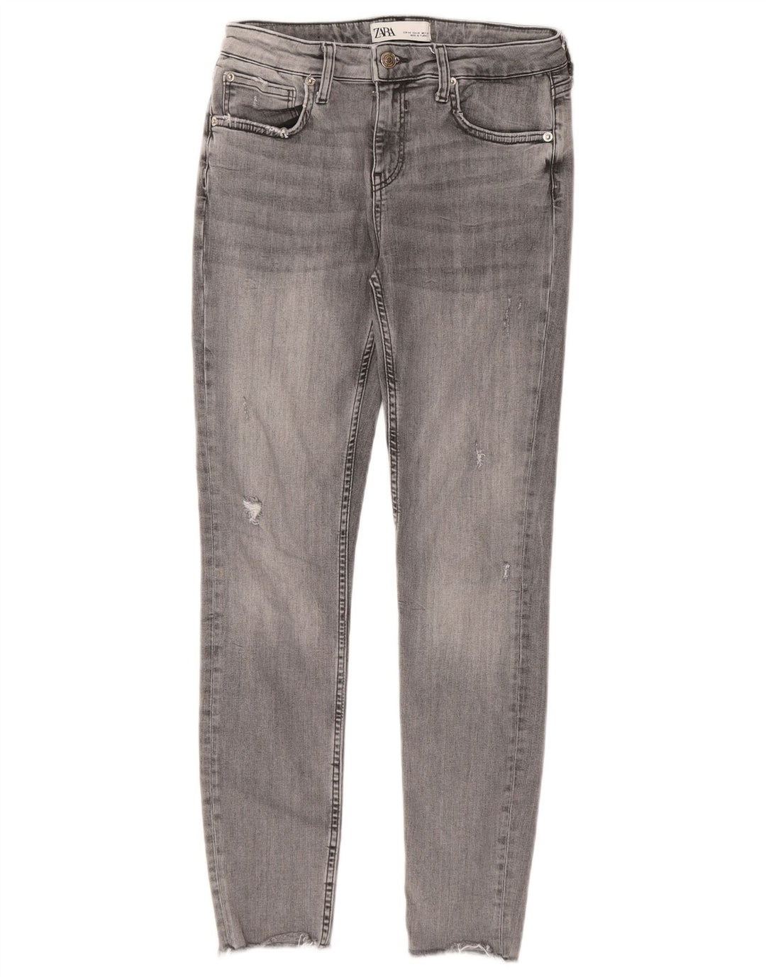 ZARA Womens Distressed Skinny Jeans EU 40 Medium W30 L27 Grey Cotton