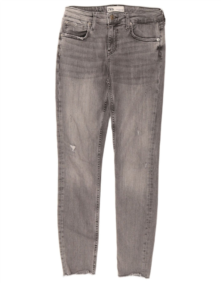 ZARA Womens Distressed Skinny Jeans EU 40 Medium W30 L27 Grey Cotton