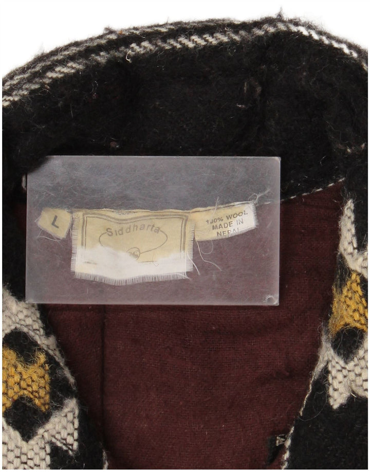 Vintage Duffle Coat til mænd UK 40 Stor flerfarvet geometrisk uld