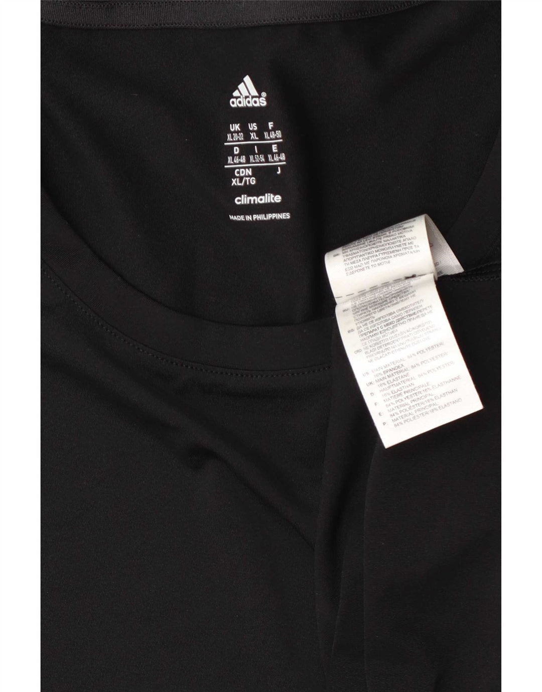 Adidas Dame Climalite T-Shirt Top UK 18 XL Sort Polyester