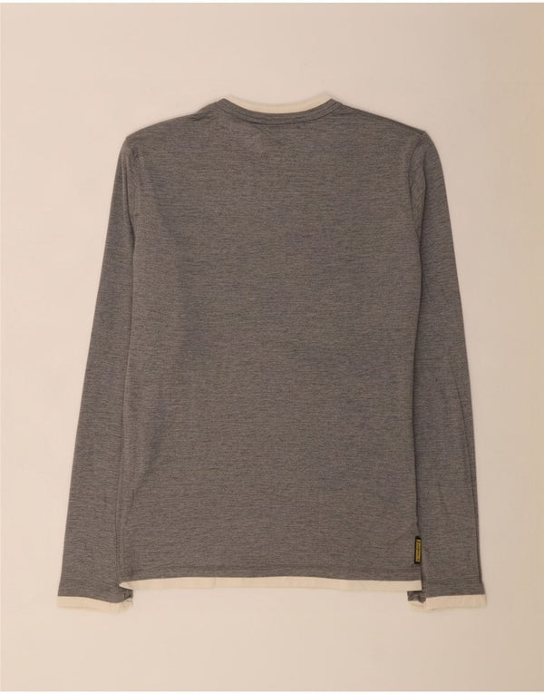Armani Jeans Mens Top Long Sleeve EU Large Grey Colourblock Cotton