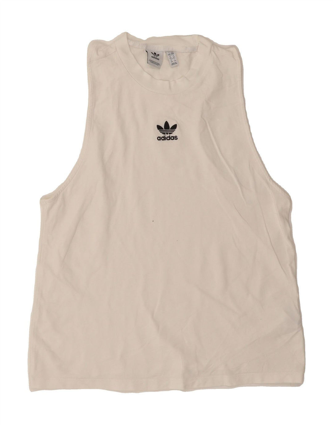 ADIDAS Womens Vest Top UK 14 Medium  White Cotton Vintage Adidas and Second-Hand Adidas from Messina Hembry 