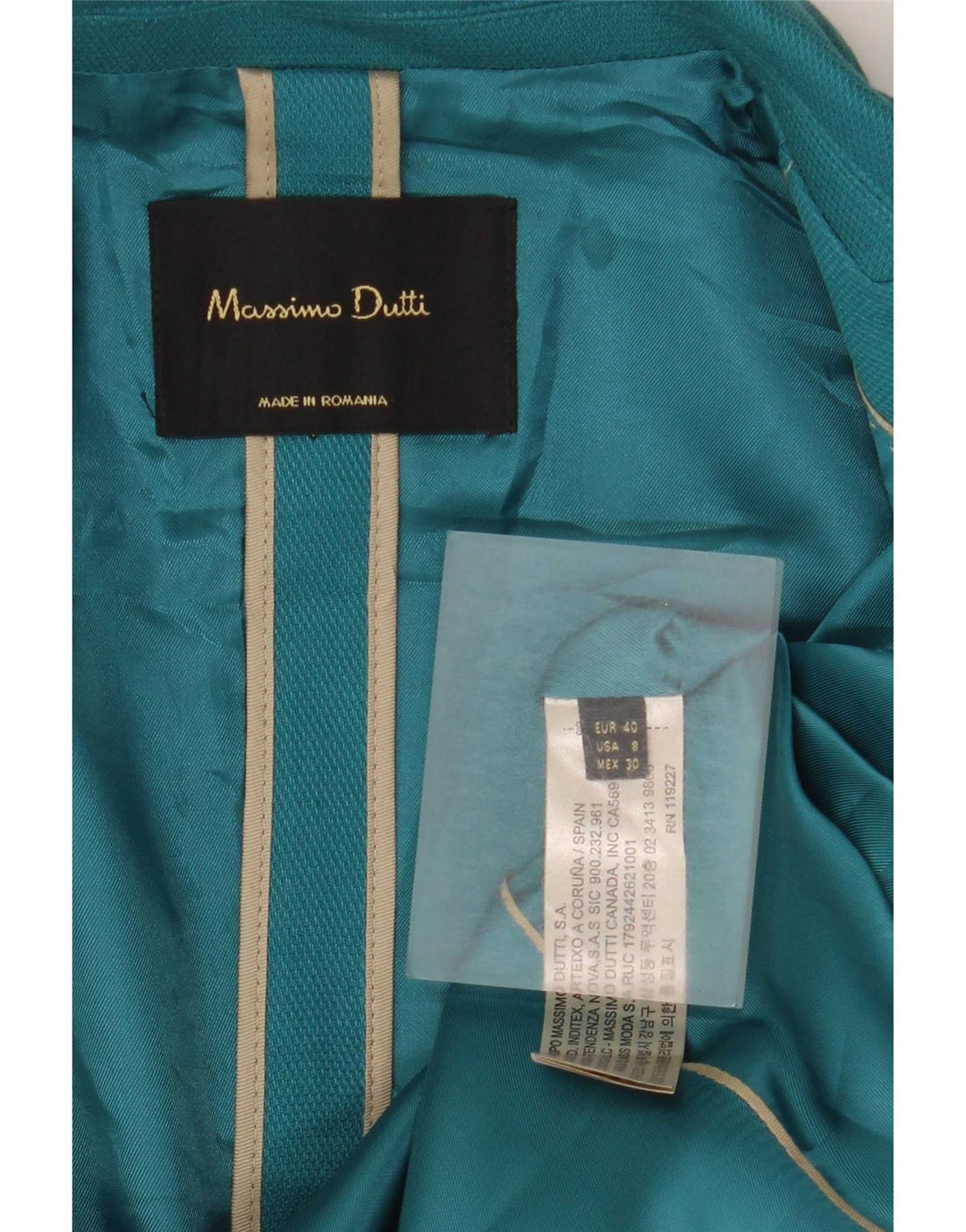 Massimo Dutti Dame 1 Knap Blazer Jakke EU 40 Medium Blå Bomuld