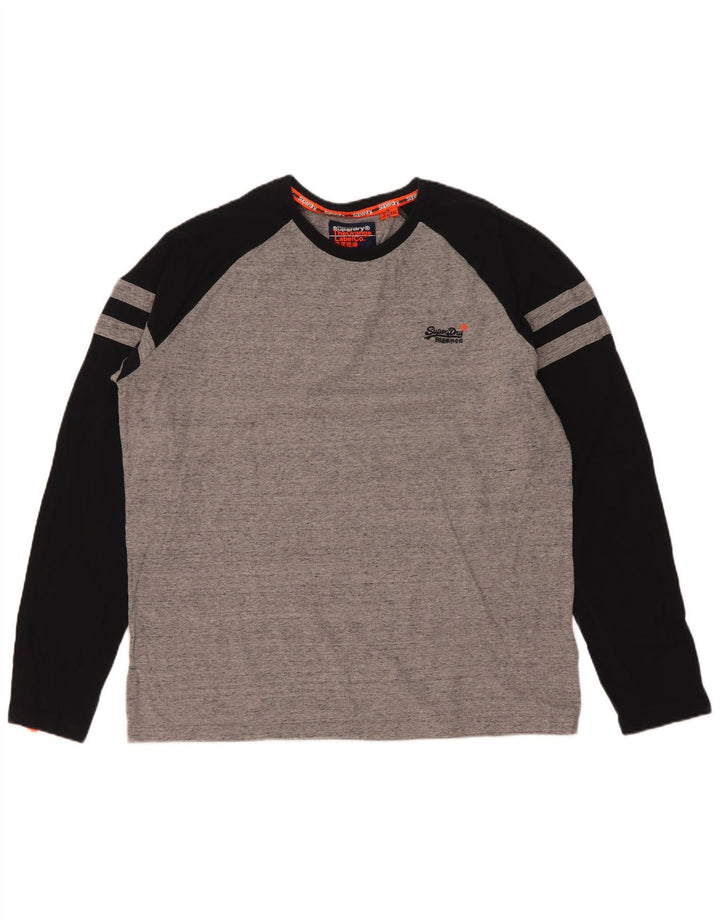 Superdry Herre Top Langærmet 2XL Grå Colourblock Bomuld