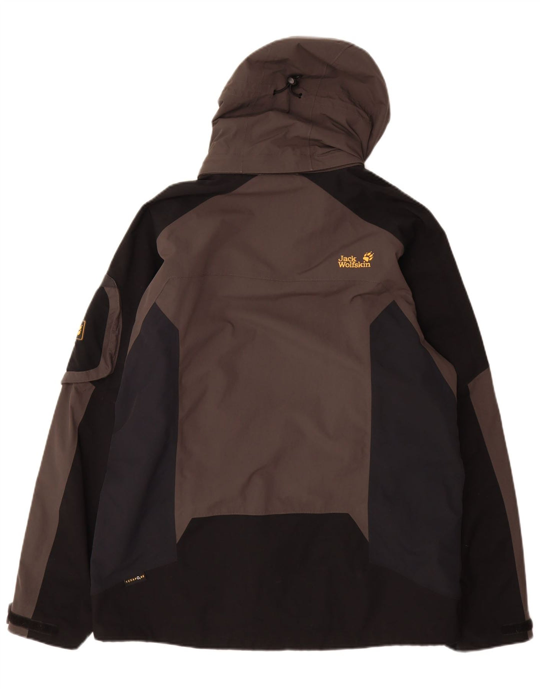 Jack Wolfskin Regnjakke til mænd UK 40/42 Stor grå farveblok polyamid