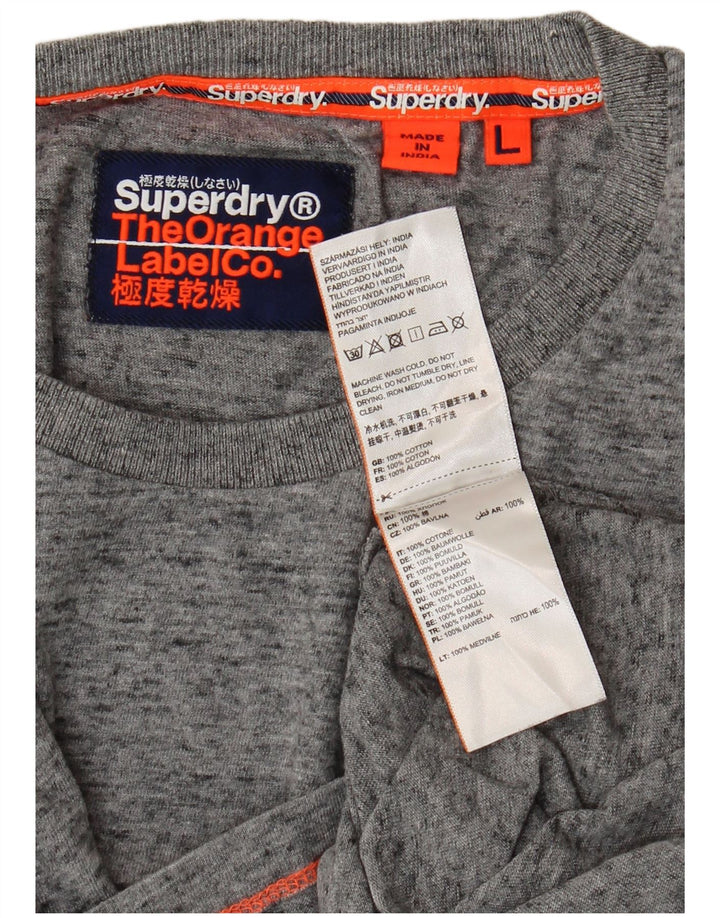 Superdry T-shirt top til mænd, stor grå flækket bomuld