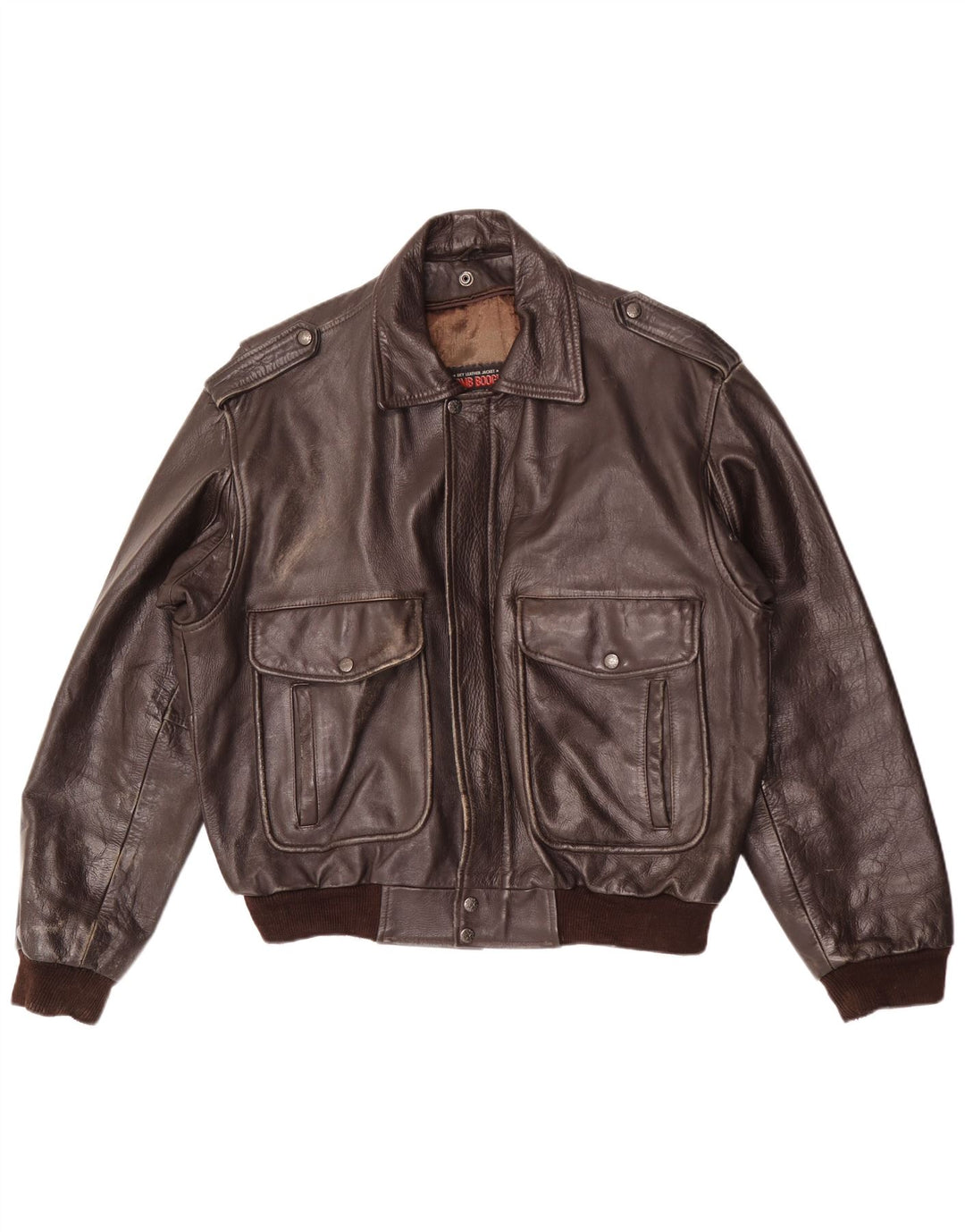 Bomb Boogie Herre Sky Loose Fit Læderjakke UK 38 Medium Brown