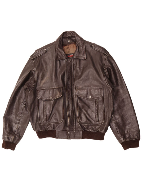 Bomb Boogie Herre Sky Loose Fit Læderjakke UK 38 Medium Brown