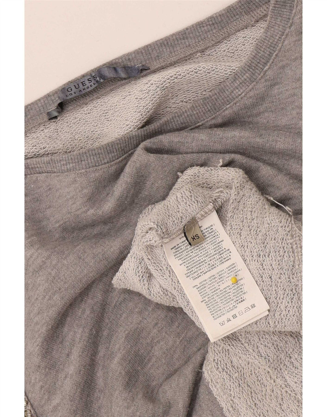 Guess Womens Crop Oversized Sweatshirt Jumper UK 6 XS Grå Bomuld