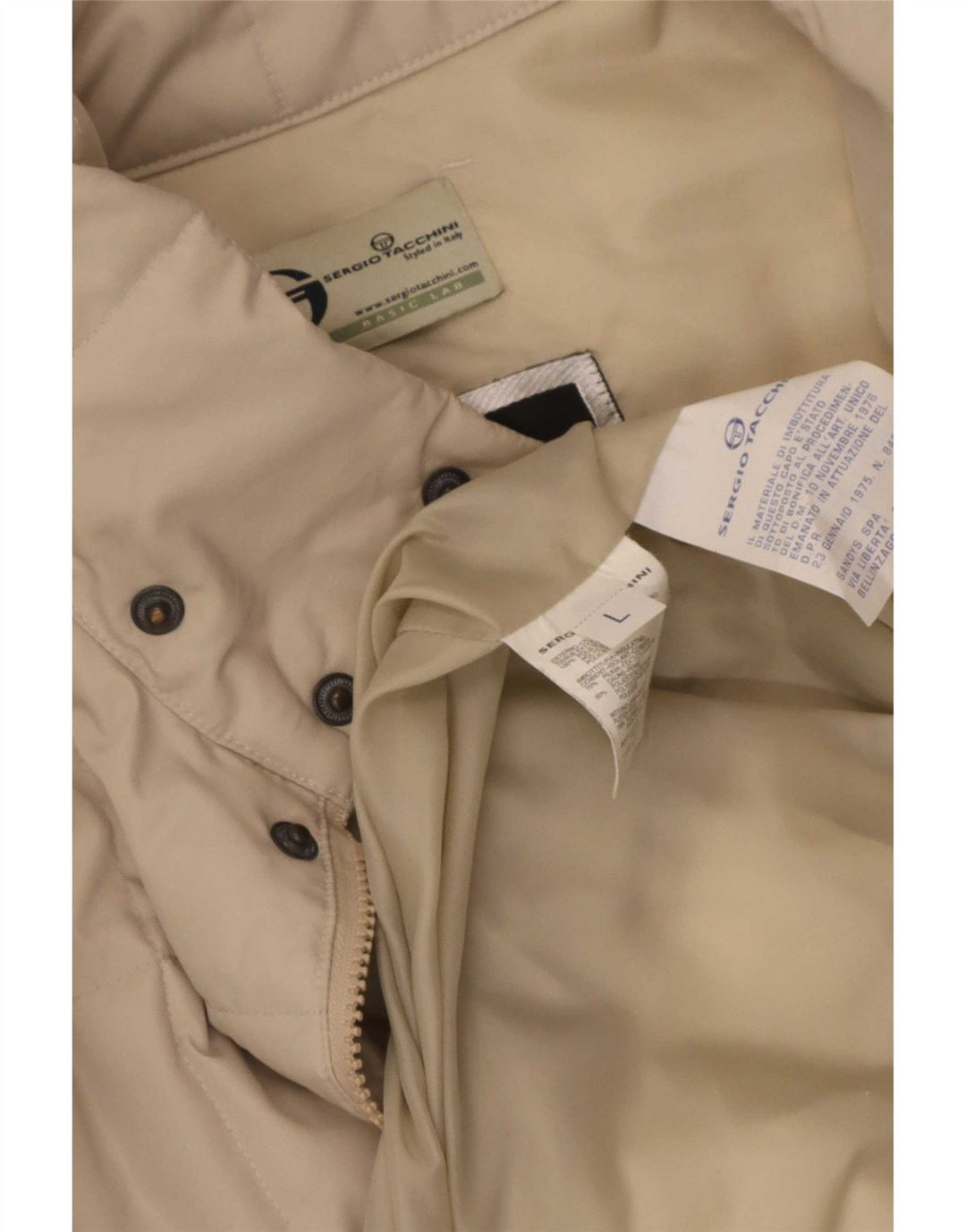 Sergio Tacchini Herre polstret jakke UK 40 Large Beige Polyester