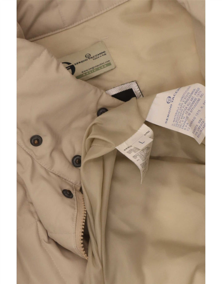 Sergio Tacchini Herre polstret jakke UK 40 Large Beige Polyester