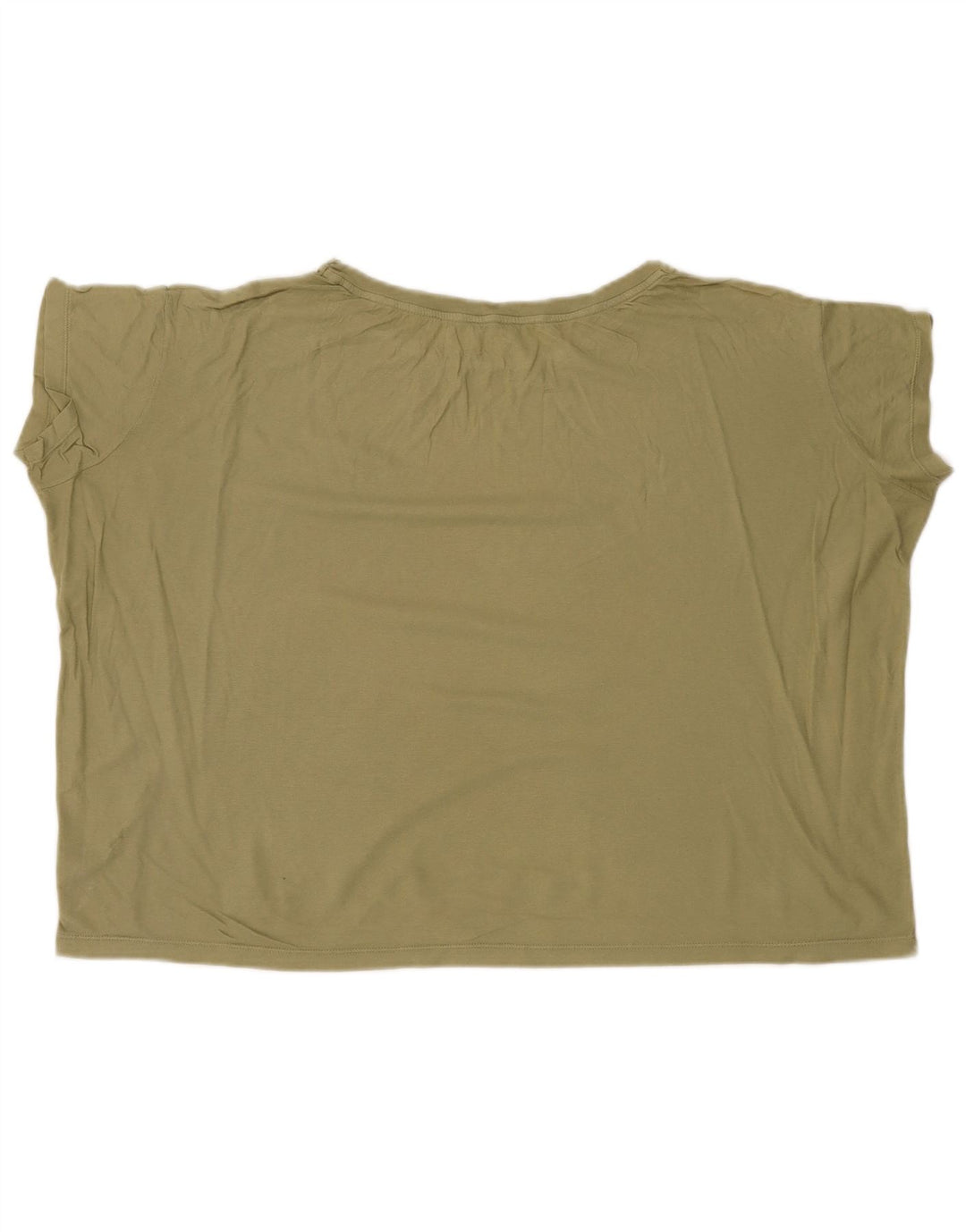 BENETTON Dame Crop Oversized T-shirt Top UK 6 XS Khaki Bomuld