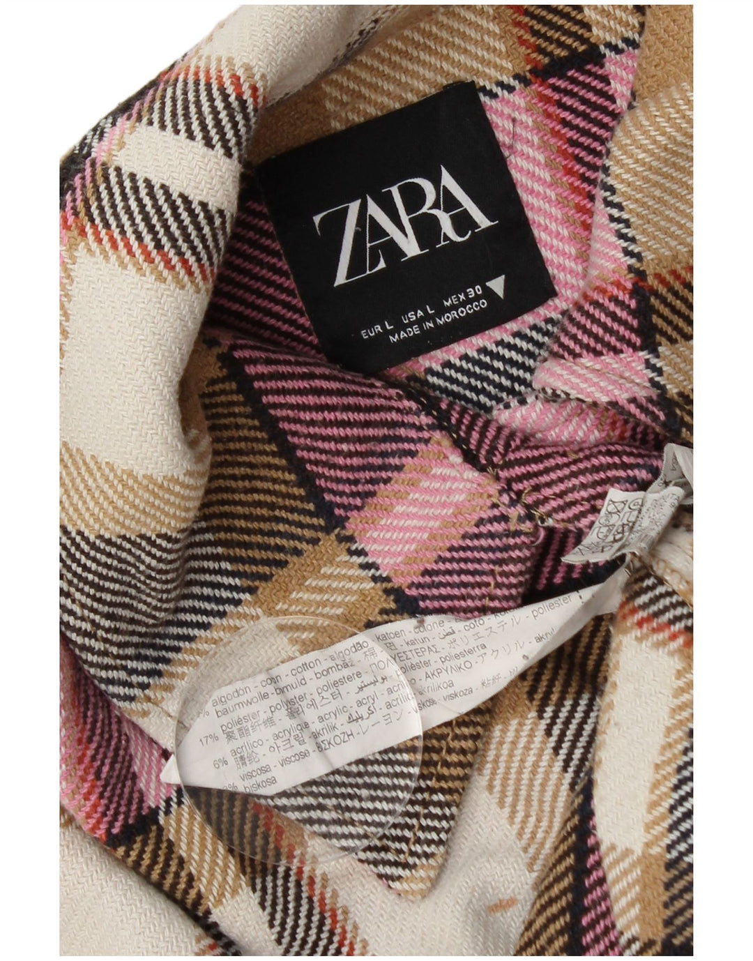ZARA Womens Flannel Shirt UK 16 Large Multicoloured Check Cotton