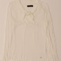 TRUSSARDI JEANS Womens Long Sleeve Front Tie Blouse Top EU 42 Large White Vintage Trussardi Jeans and Second-Hand Trussardi Jeans from Messina Hembry 