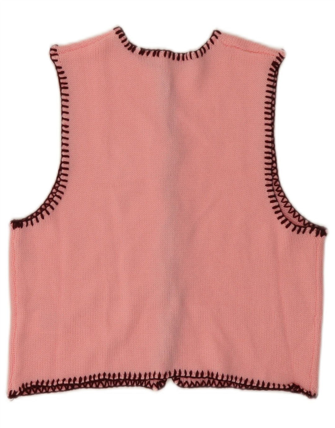 VINTAGE Womens Crop Ærmeløs cardigantrøje UK 6 XS Pink Akryl