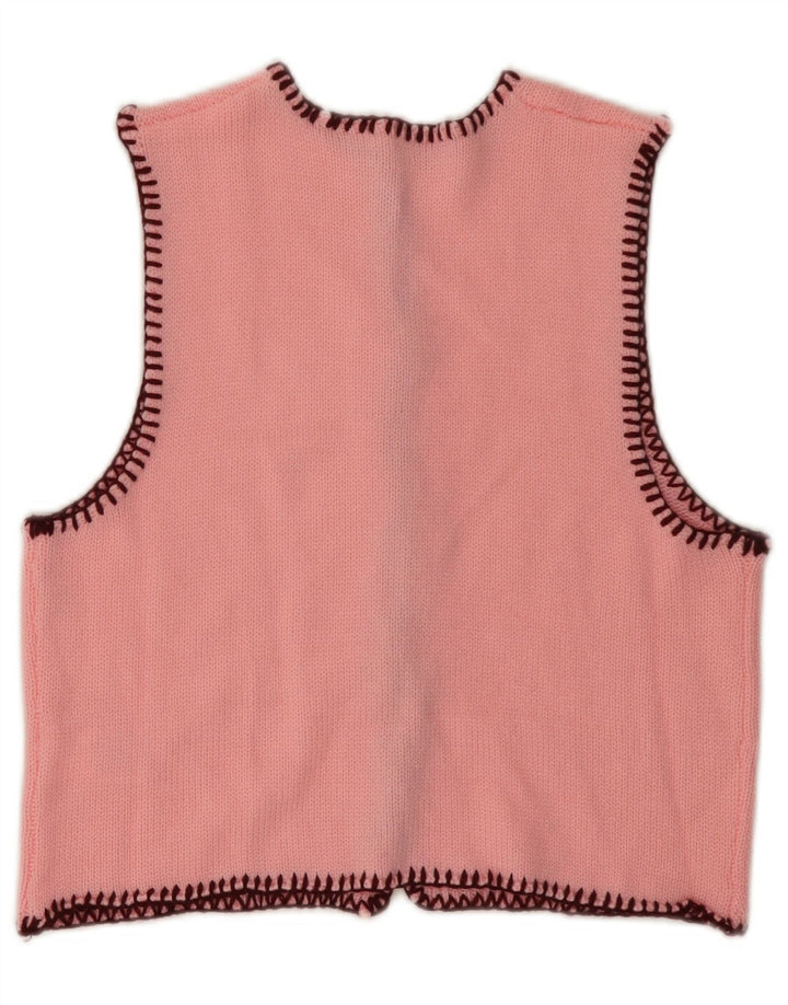 VINTAGE Womens Crop Ærmeløs cardigantrøje UK 6 XS Pink Akryl