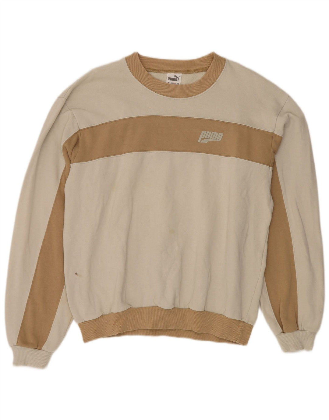 PUMA Sweatshirt-trøje til mænd Large White Colourblock Bomuld