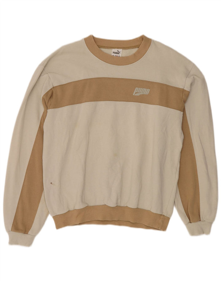 PUMA Sweatshirt-trøje til mænd Large White Colourblock Bomuld
