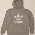 ADIDAS Mens Graphic Hoodie Jumper Medium Grey Cotton Vintage Adidas and Second-Hand Adidas from Messina Hembry 