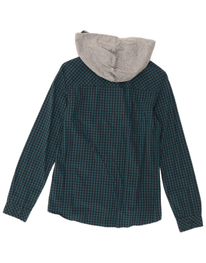 Benetton Herre Hætteskjorte Lille Blå Gingham