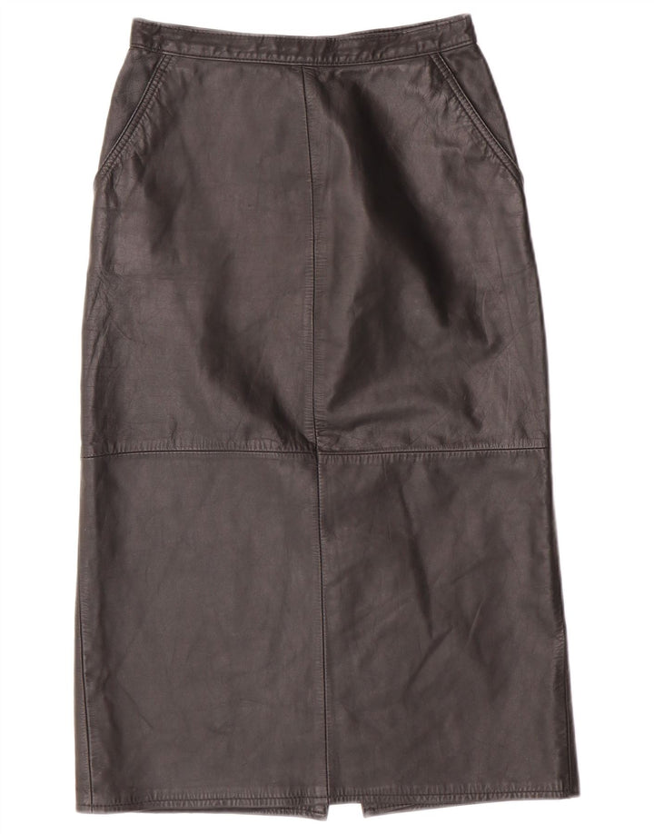 CHALICE Højtaljet lædernederdel til kvinder UK 8 Lille W24 sort læder