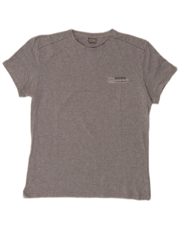 Diadora Herre T-Shirt Top Medium Grey Flecked Bomuld