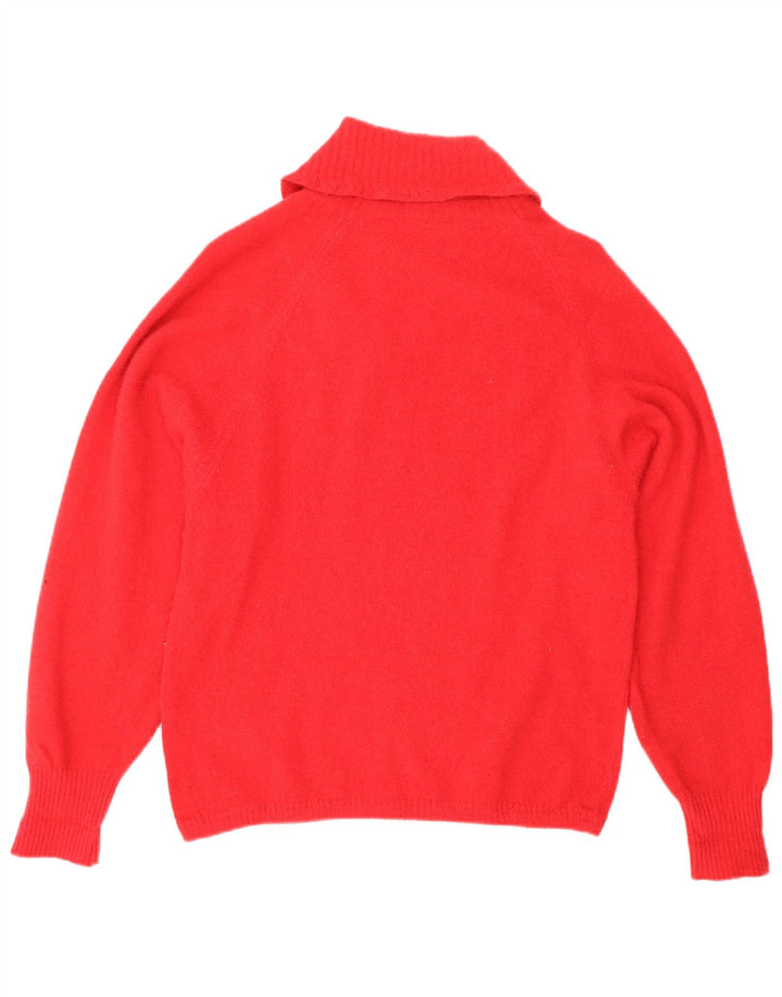 Vintage Dame Shawl Neck Jumper Sweater UK 12 Medium Red Wool