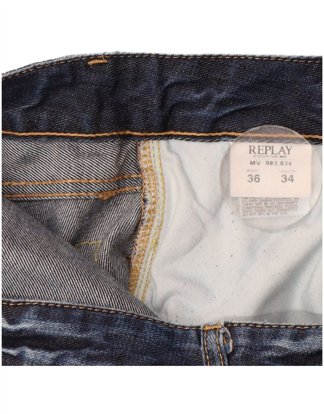 REPLAY Herre Bootcut Jeans W36 L34 Marineblå Bomuld