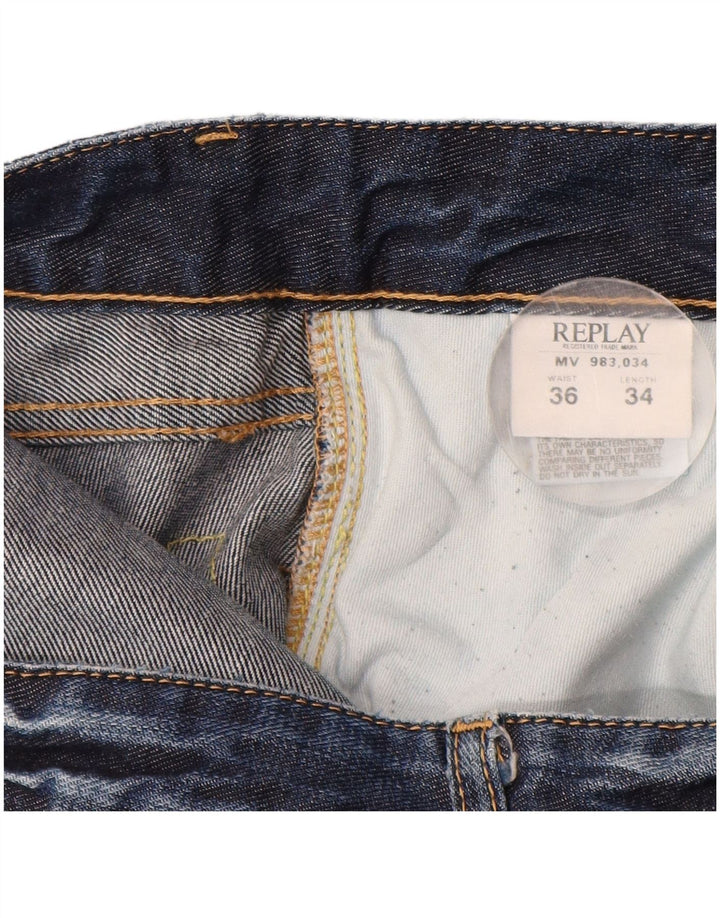 REPLAY Herre Bootcut Jeans W36 L34 Marineblå Bomuld