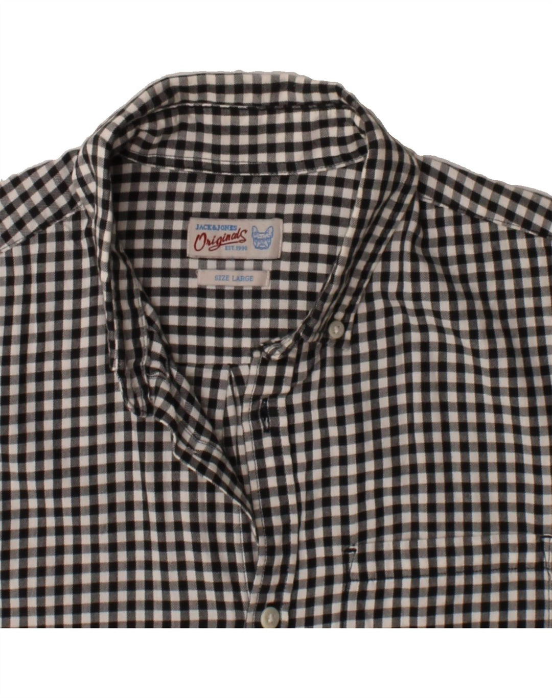 JACK & JONES Mens Flannel Shirt Large Black Gingham Cotton Vintage Jack & Jones and Second-Hand Jack & Jones from Messina Hembry 
