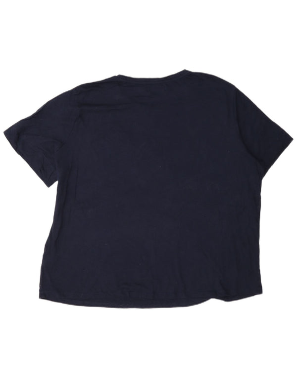 Ralph Lauren Dame T-Shirt Top UK 20 2XL Marineblå Bomuld