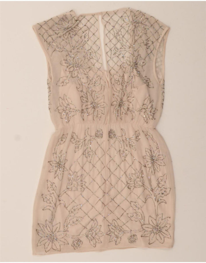 NEEDLE & THREAD Womens Sleeveless Sheath Dress UK 12 Medium Pink Floral Vintage Needle & Thread and Second-Hand Needle & Thread from Messina Hembry 