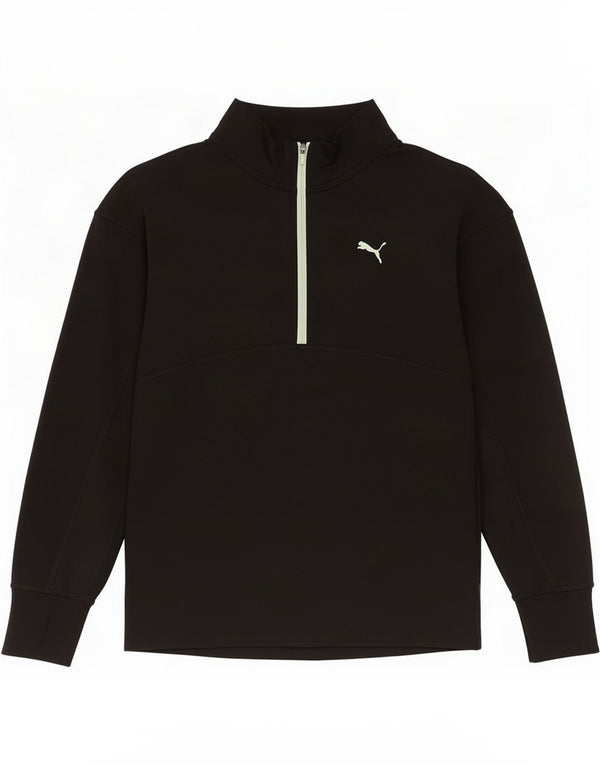 Puma Girls Zip Neck Pullover Træningsdragt Top 11-12 år Sort Polyester