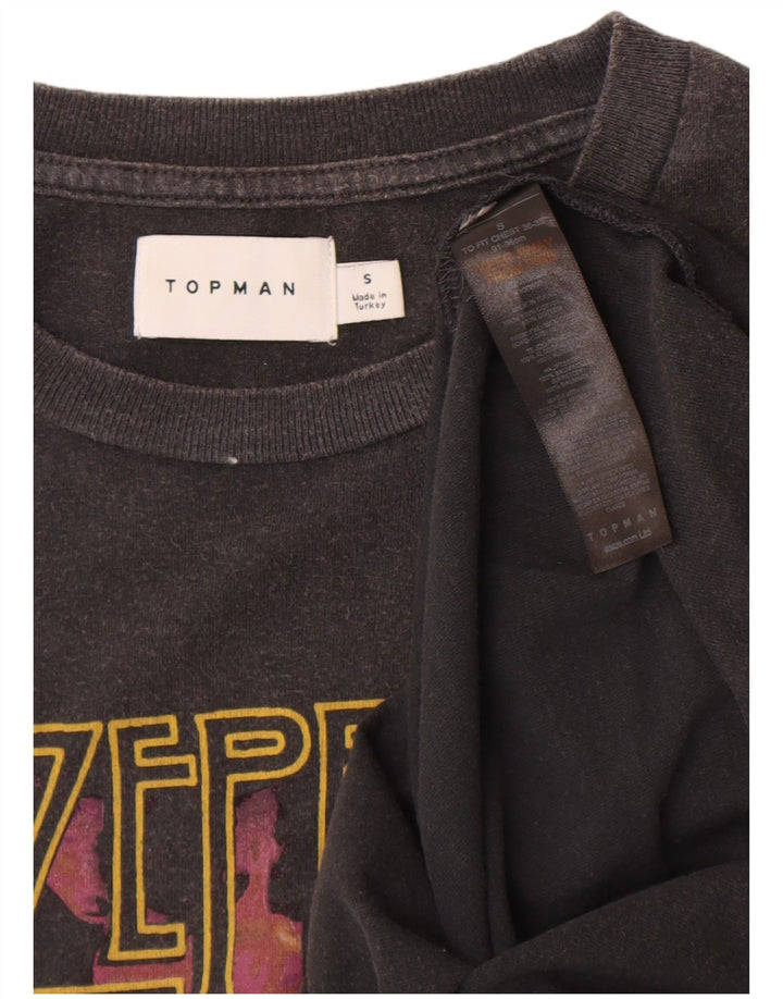 Topman Herre Grafisk T-Shirt Top Lille Grå Bomuld