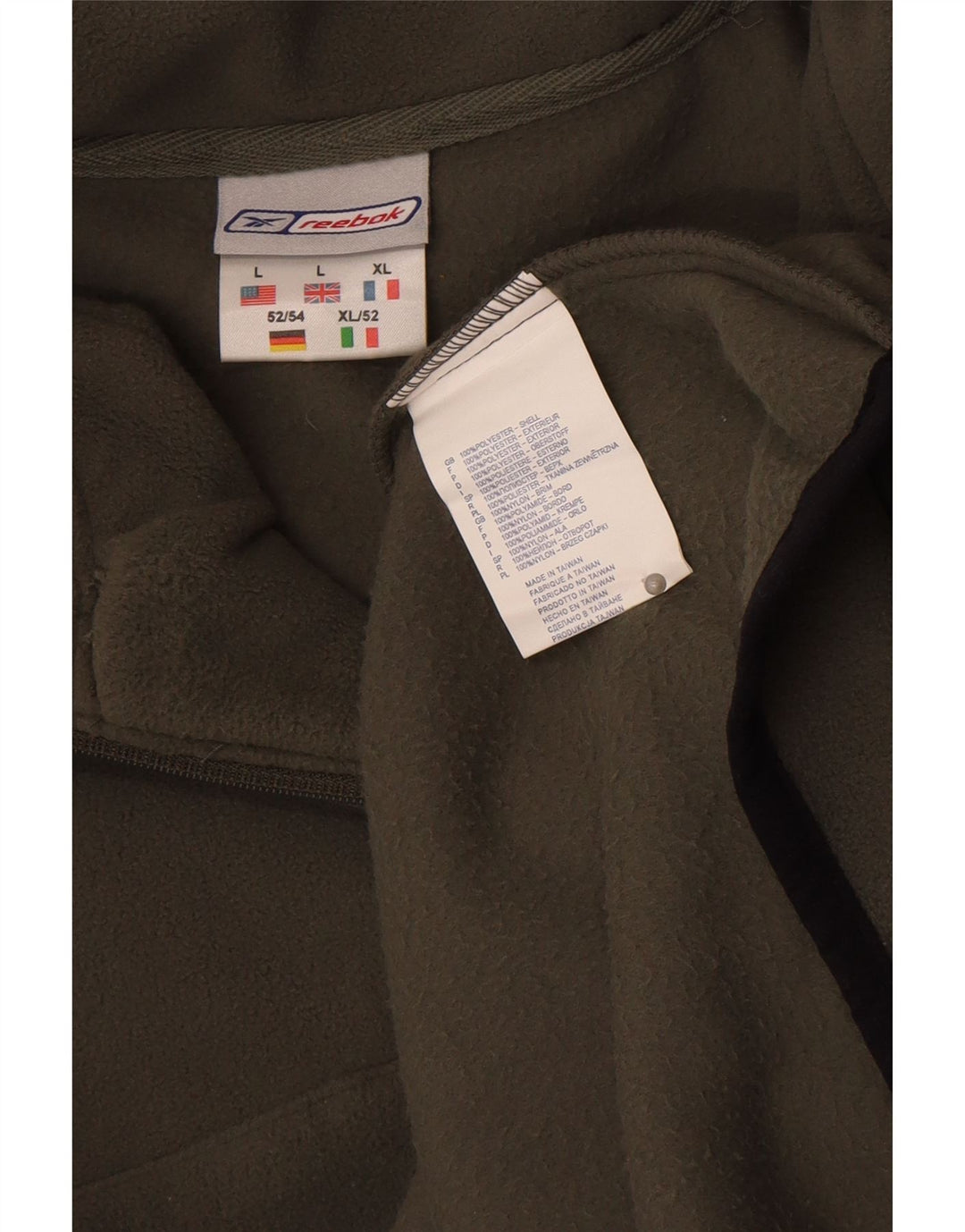 Reebok herre lynlås hals fleece jumper stor kaki polyester