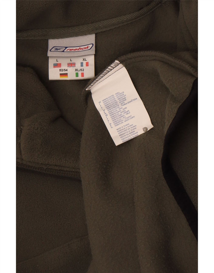 Reebok herre lynlås hals fleece jumper stor kaki polyester