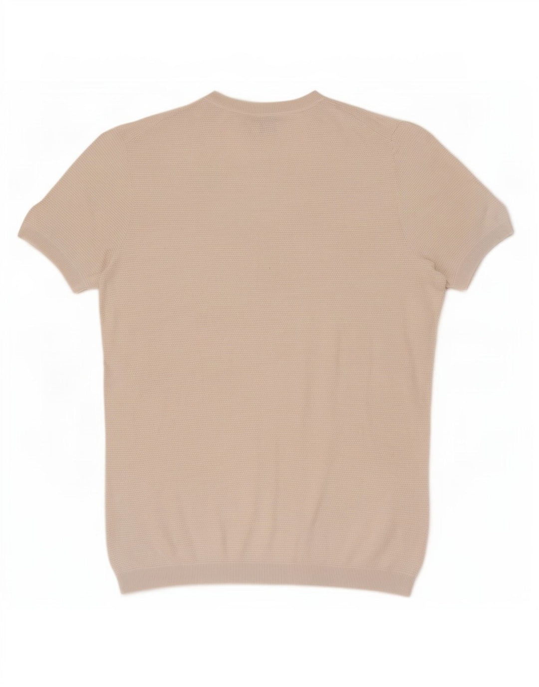 Massimo Dutti Herre Kortærmet Crew Neck Jumper Sweater Stor Beige Bomuld